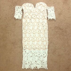 White off the shoulder midi